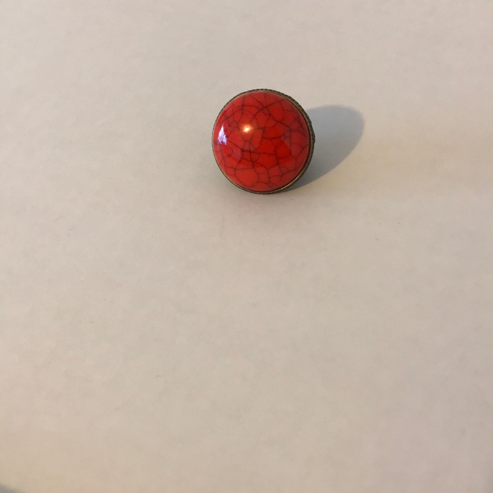Orange cracked look stone ring
